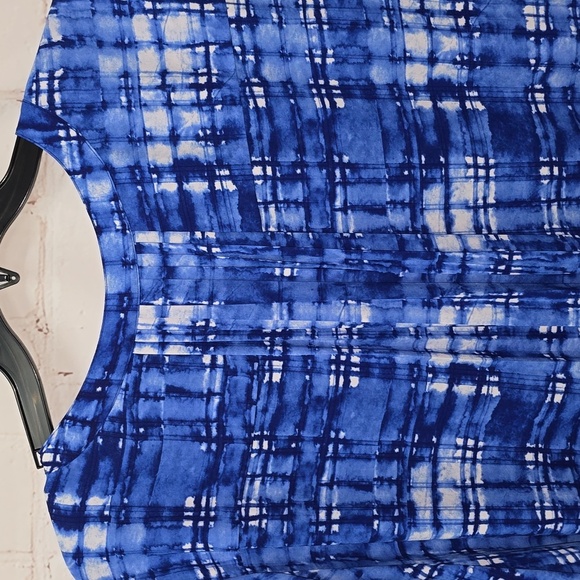 NYDJ Blue/White Watercolor Button 3/4 Sleeve Flowy Blouse Boho Chiffon Size 3x - Picture 12 of 16